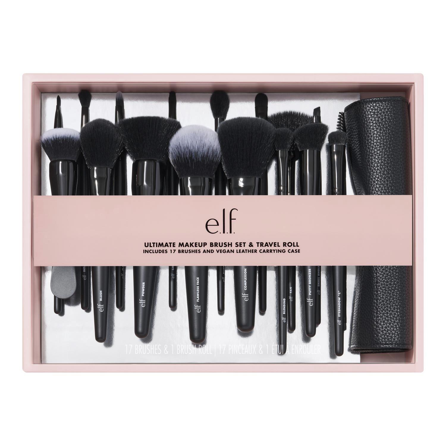 E.L.F. ULTIMATE MAKEUP BRUSH SET & TRAVEL ROLL (SET DE BROCHAS CON ESTUCHE)
